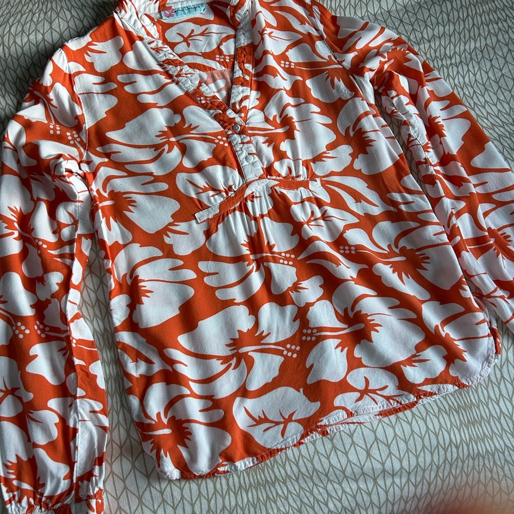 Carve Designs Orange and White Floral Blouse